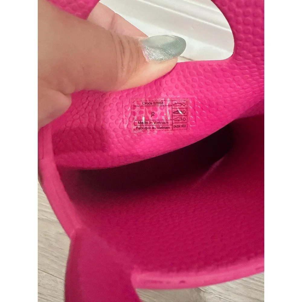 Crocs Handle It Rain Boots Kids Junior Size 2 Candy Pink Waterproof Pull On J2